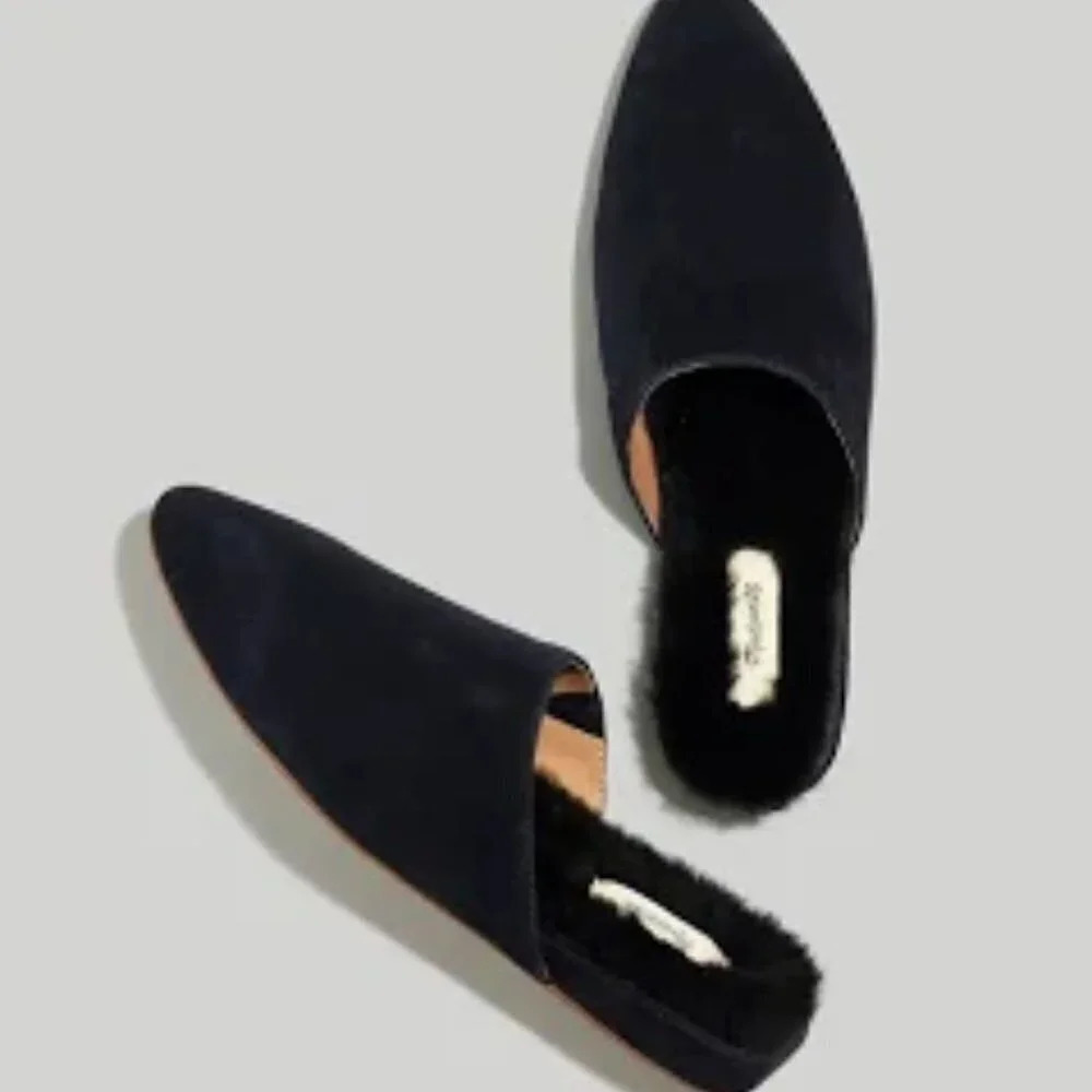 Madewell Women's Kasey Genuine Shearling Mule in Black. Sz: 8.5